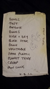 Radiohead Tramps 1995 Set List